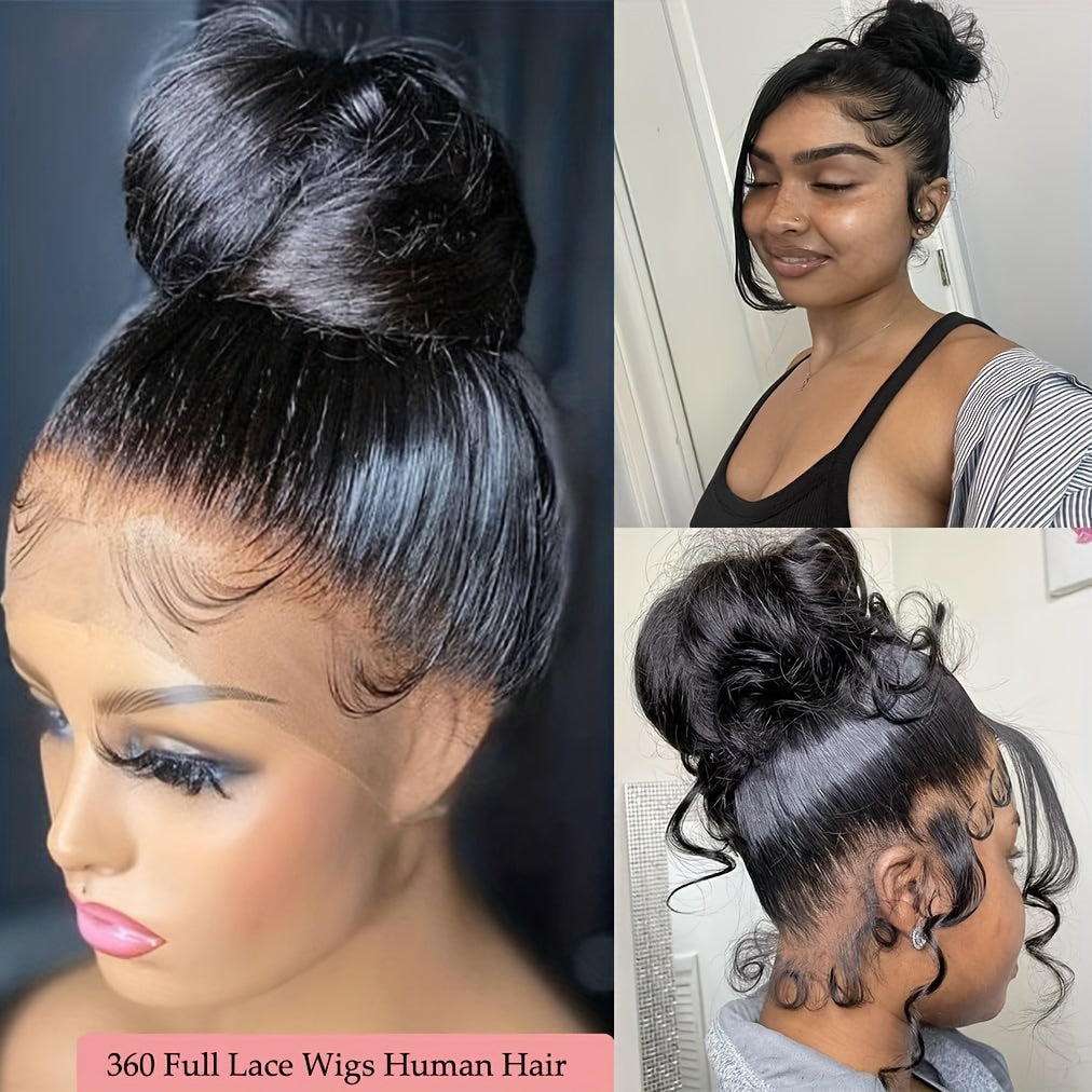360 Lace Front Wigs Human Hair Pre Plucked Body Wave 360 Full Lace Frontal Human Hair Wigs For Women Hd Lace Wig With Baby Hair Around Natural Color